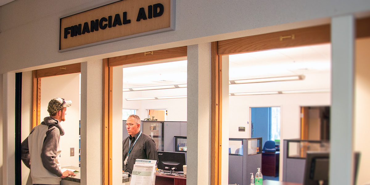 Student at financial aid counter