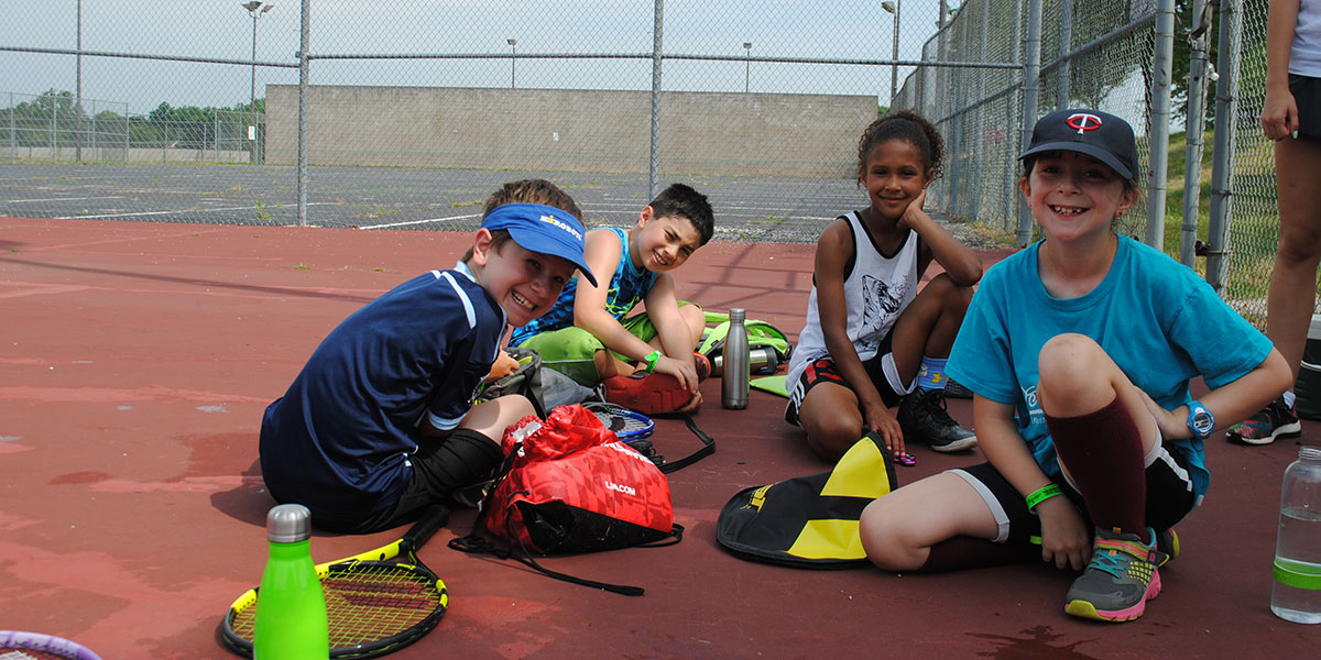 Kids in College tennis class